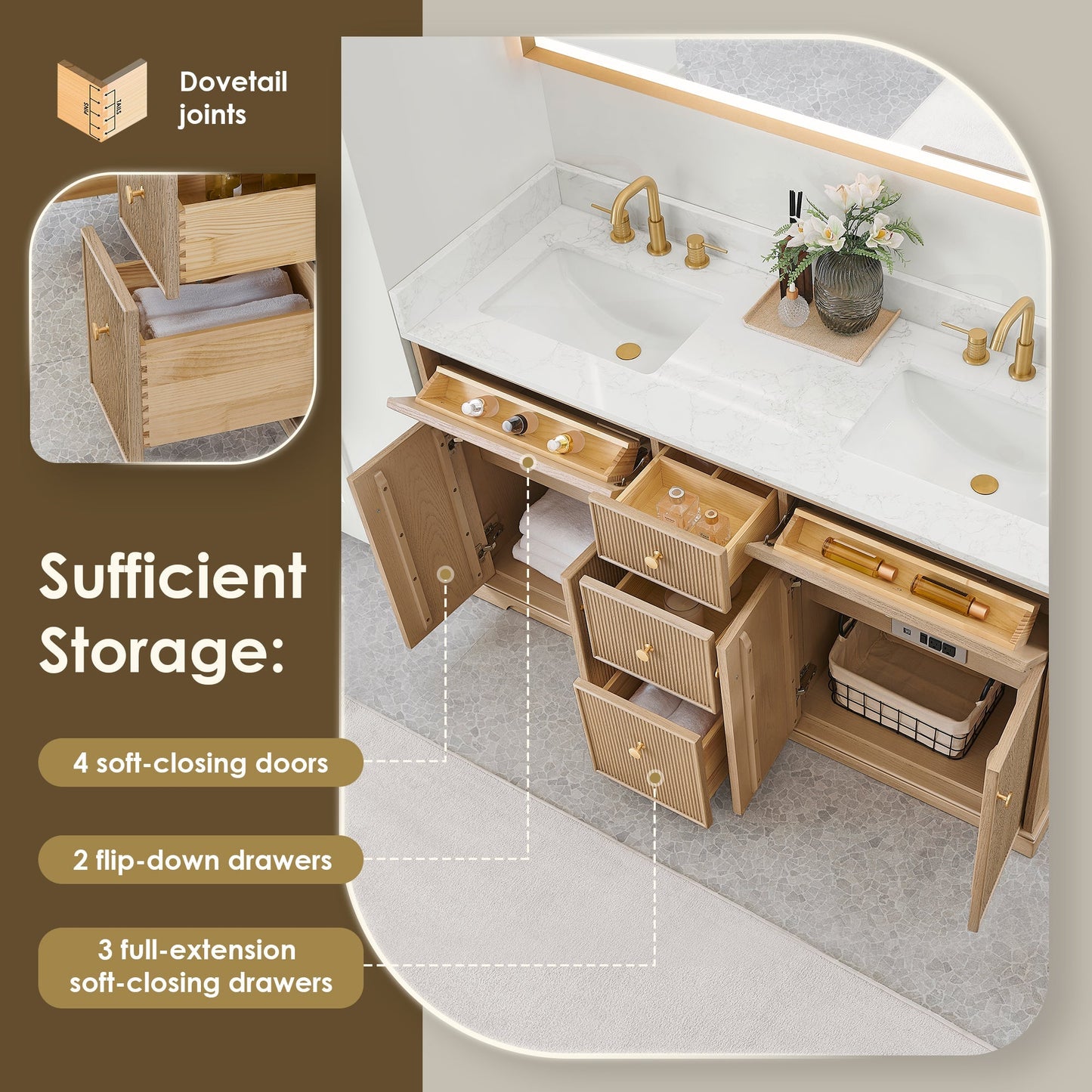 Altair Designs Barnett 36"/48"/60“/72" single/double vanity with top - 589036-NK-GW-NM