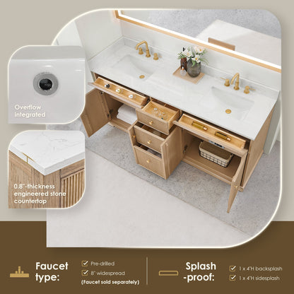 Altair Designs Barnett 36"/48"/60“/72" single/double vanity with top - 589036-NK-GW-NM