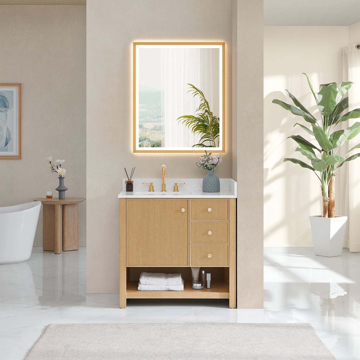 Altair Designs Cecil 36"/48"/60"/72" single/double vanity with top - 590036-WO-GW-NM