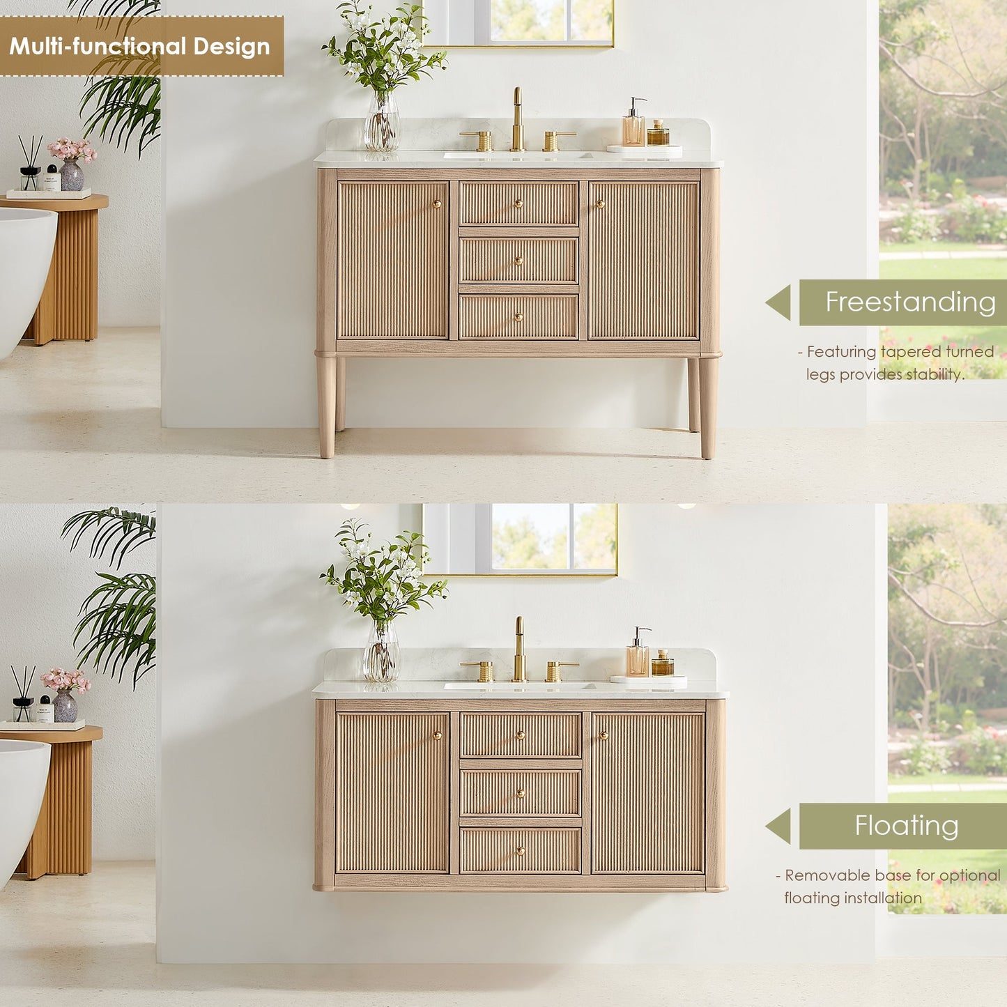 Altair Designs Blaise 48"/54"/60"/72" single/double vanity with top - 593048-LA-GW-NM