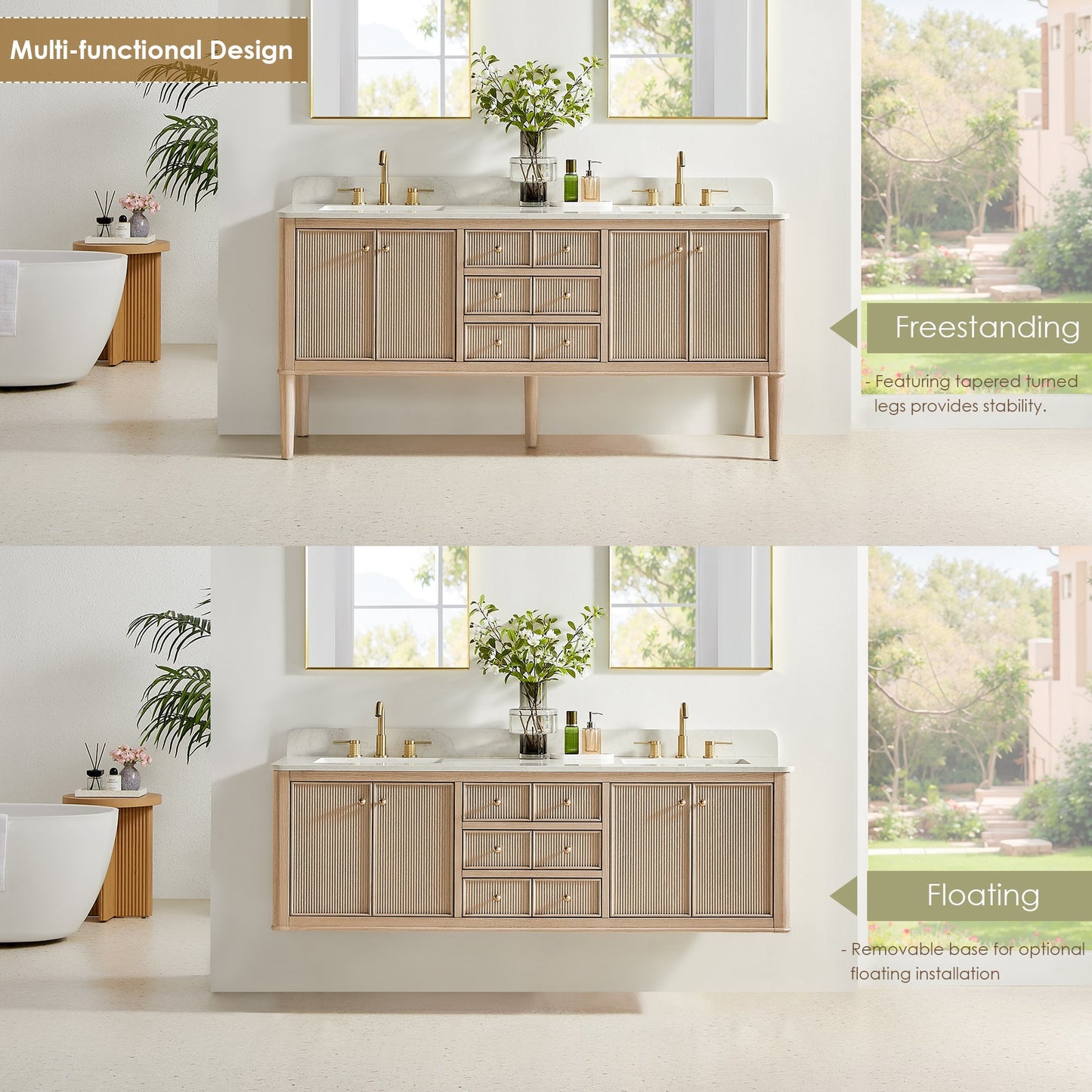 Altair Designs Blaise 48"/54"/60"/72" single/double vanity with top - 593048-LA-GW-NM