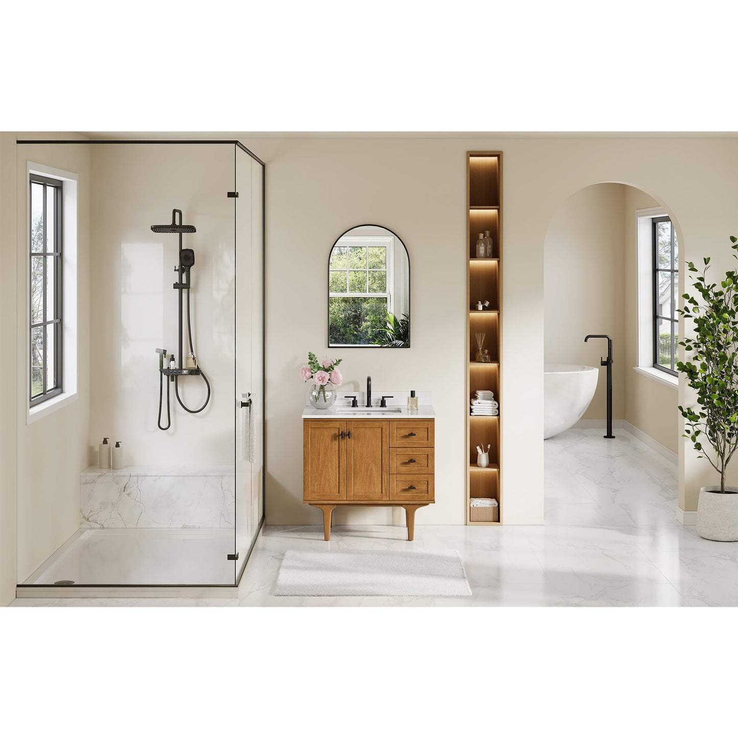 Altair Designs Orasia 36"/48"/60"/72" single/double vanity with top - 595036-MB-CMQ-NM