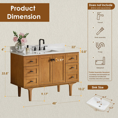 Altair Designs Orasia 36"/48"/60"/72" single/double vanity with top - 595036-MB-CMQ-NM