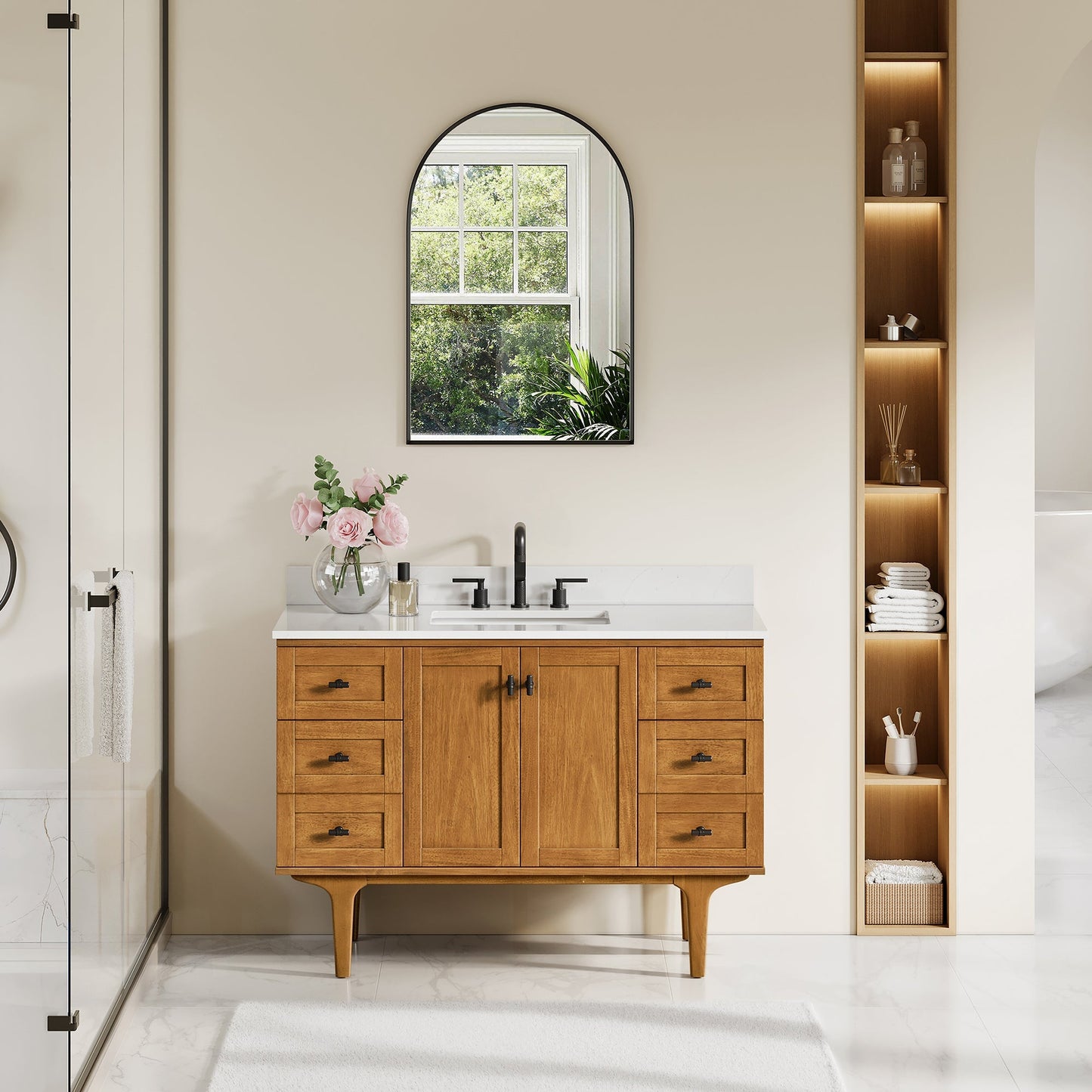 Altair Designs Orasia 36"/48"/60"/72" single/double vanity with top - 595036-MB-CMQ-NM