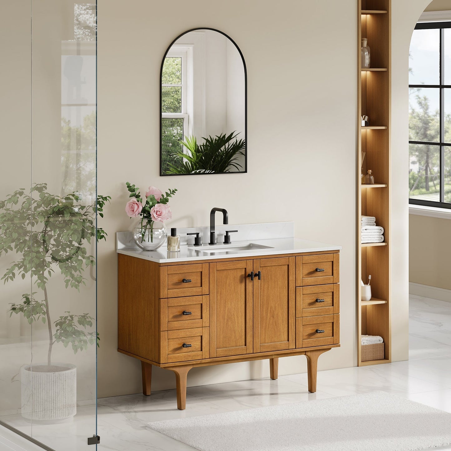 Altair Designs Orasia 36"/48"/60"/72" single/double vanity with top - 595036-MB-CMQ-NM