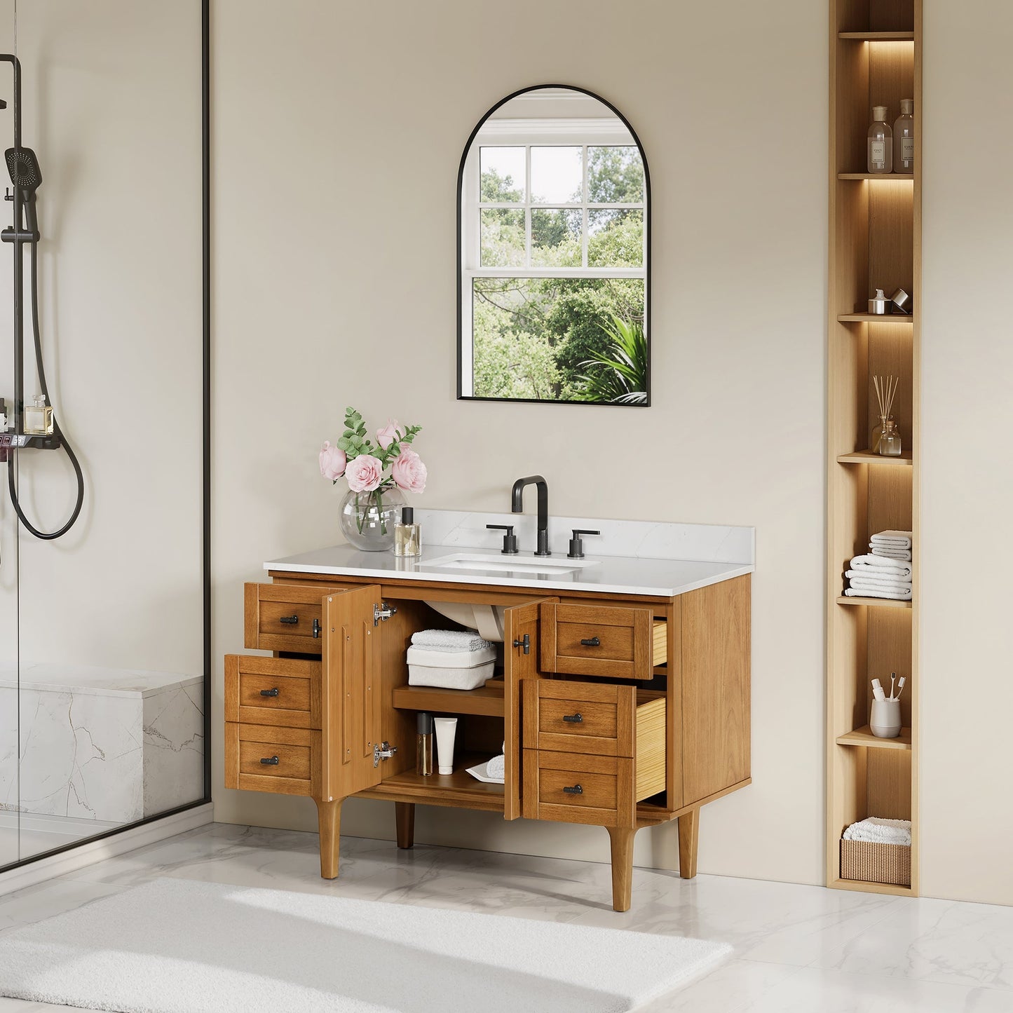 Altair Designs Orasia 36"/48"/60"/72" single/double vanity with top - 595036-MB-CMQ-NM