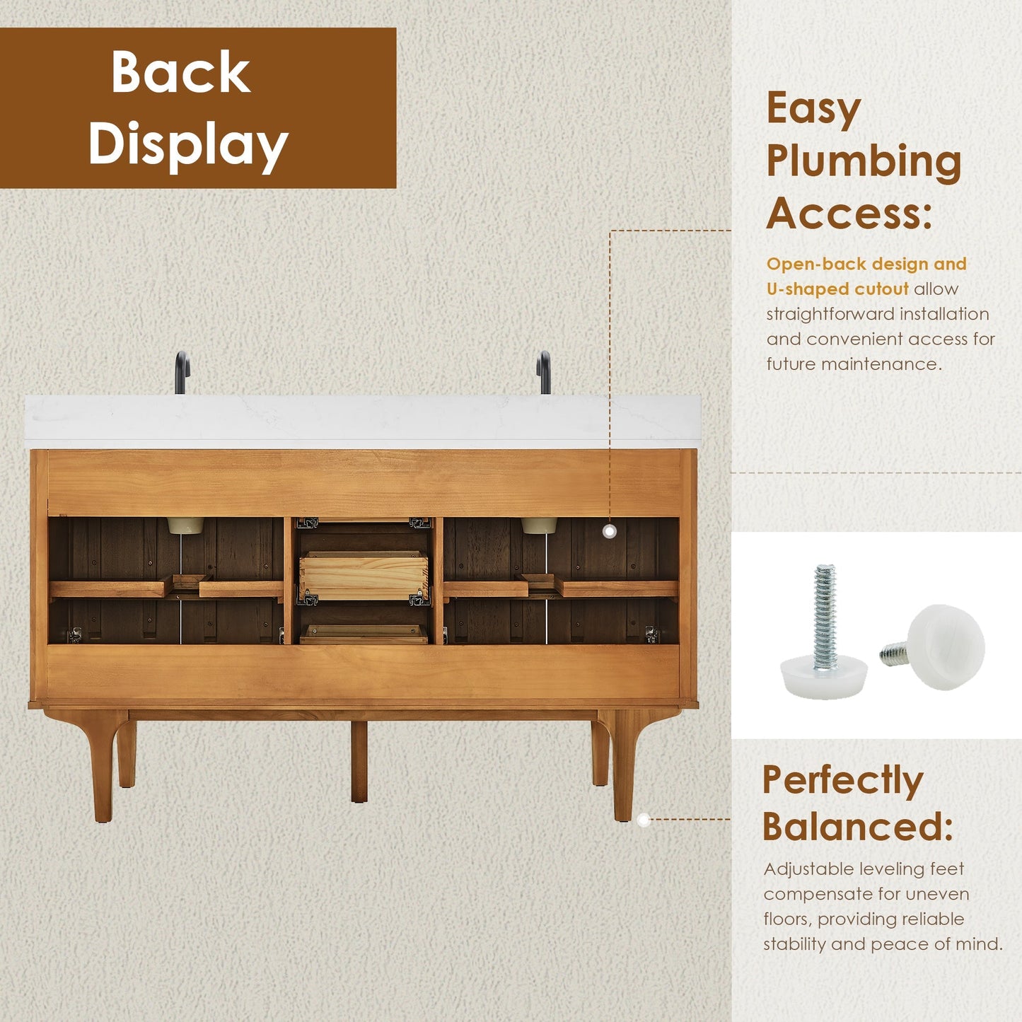 Altair Designs Orasia 36"/48"/60"/72" single/double vanity with top - 595036-MB-CMQ-NM