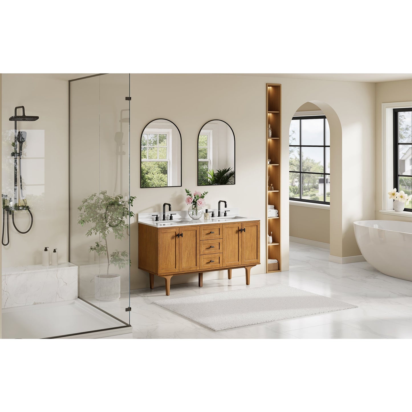 Altair Designs Orasia 36"/48"/60"/72" single/double vanity with top - 595036-MB-CMQ-NM