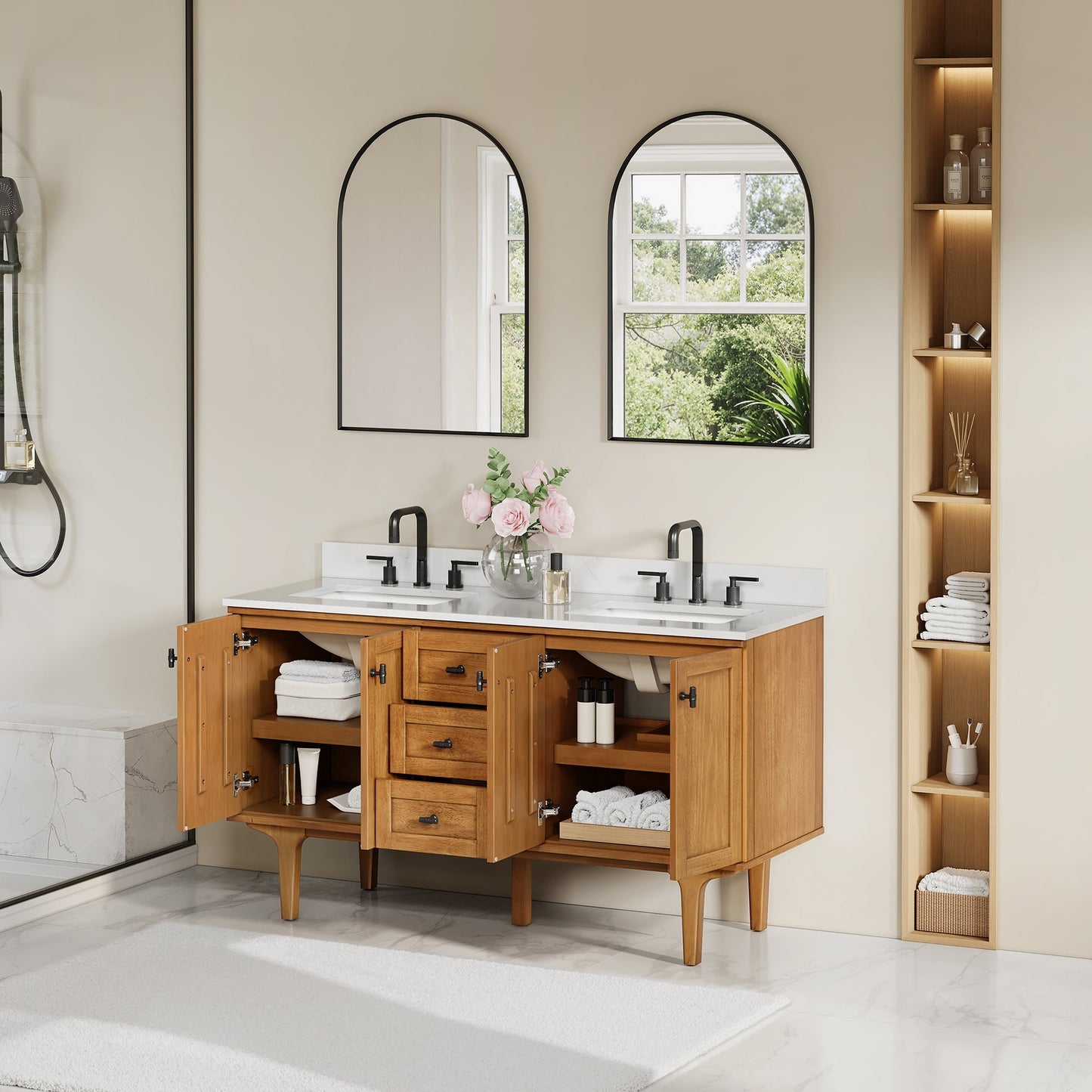 Altair Designs Orasia 36"/48"/60"/72" single/double vanity with top - 595036-MB-CMQ-NM
