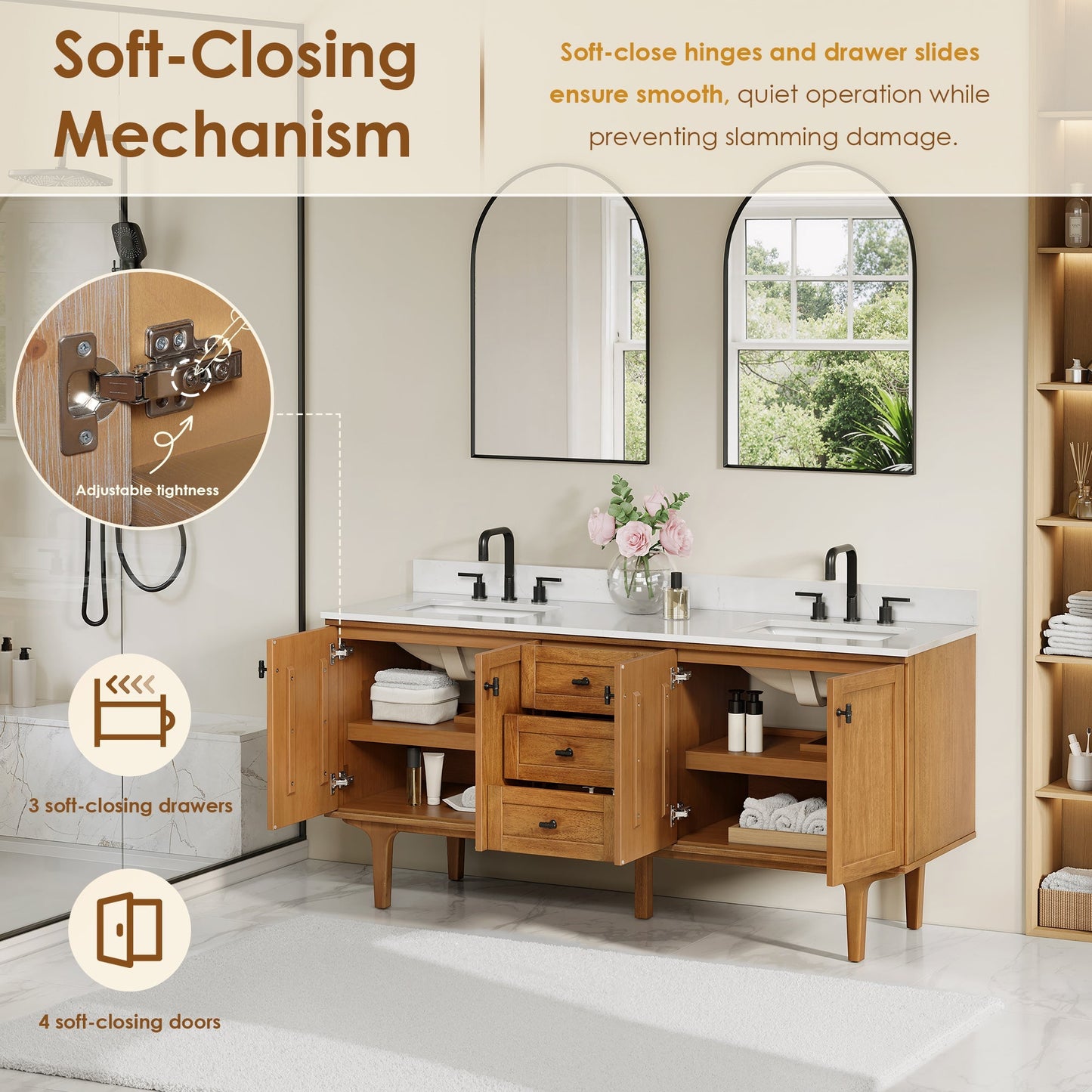 Altair Designs Orasia 36"/48"/60"/72" single/double vanity with top - 595036-MB-CMQ-NM
