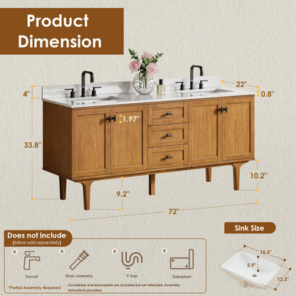 Altair Designs Orasia 36"/48"/60"/72" single/double vanity with top - 595036-MB-CMQ-NM