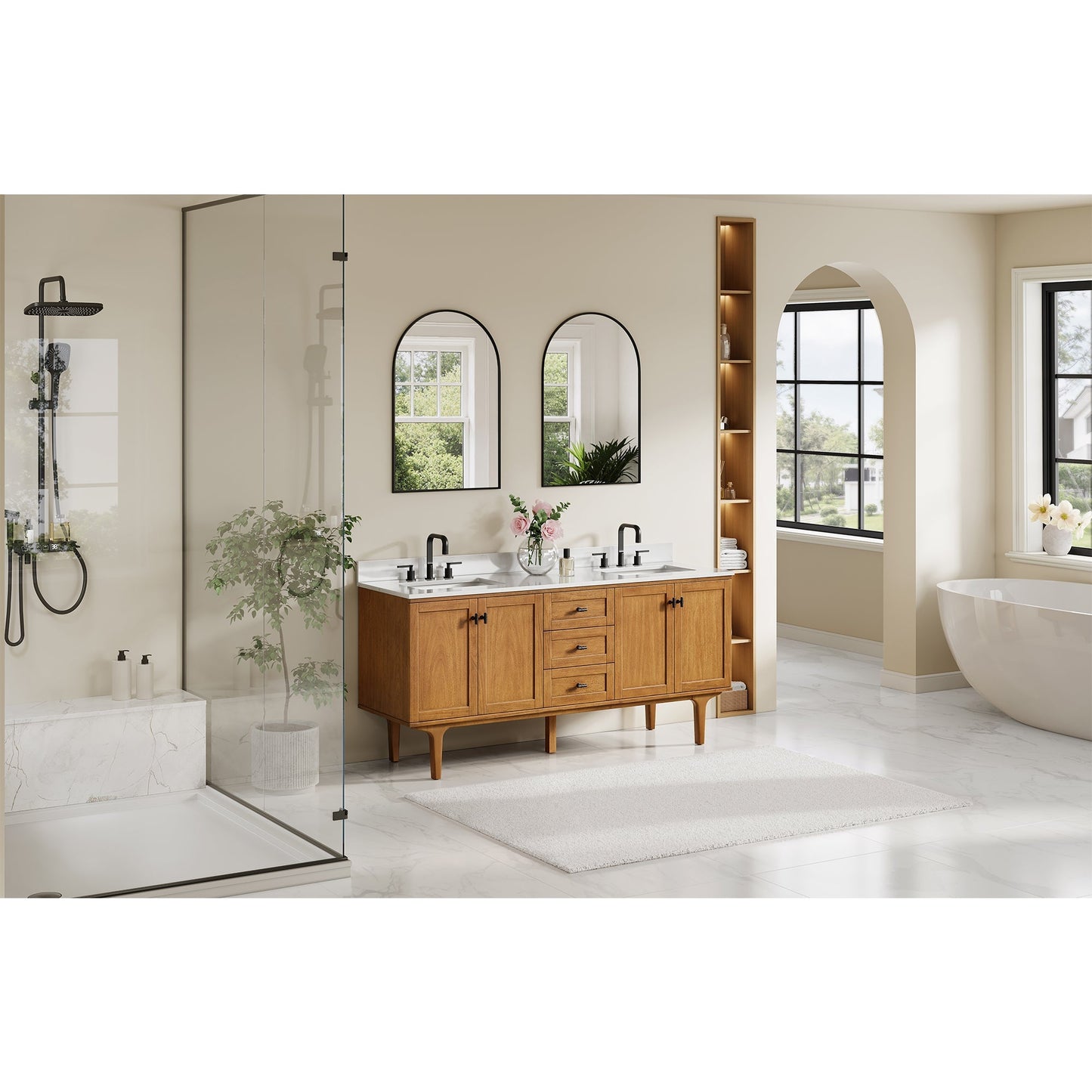 Altair Designs Orasia 36"/48"/60"/72" single/double vanity with top - 595036-MB-CMQ-NM