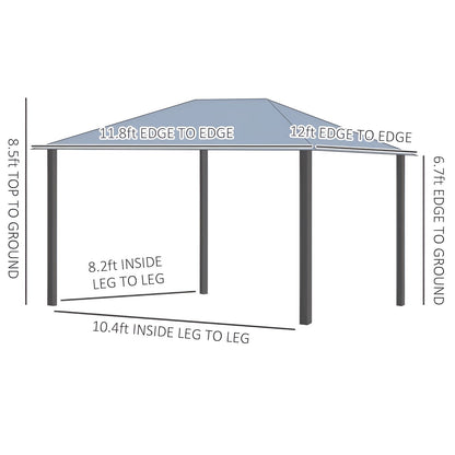 Outsunny 12' x 10' Hardtop Gazebo Aluminum Frame - 84C-291V01