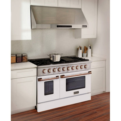 Kucht 48" Pro-Style Propane Gas Dual Fuel Range in Black with Gold Accents, KDF482/LP-K-GOLD - KDF482/LP-K-GOLD