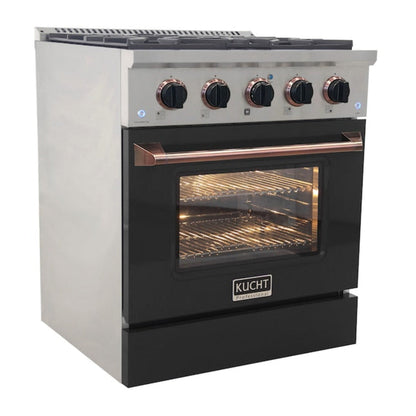 Kucht 30" Pro-Style Propane Gas Dual Fuel Range in Black with Rose Gold Accents, KDF302/LP-K-ROSE - KDF302/LP-K-ROSE