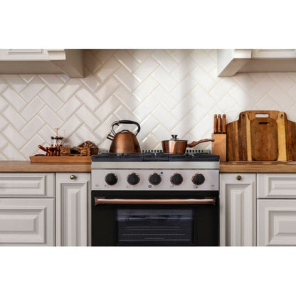 Kucht 30" Pro-Style Natural Gas Dual Fuel Range in White with Rose Gold Accents, KDF302-W-ROSE - KDF302-W-ROSE