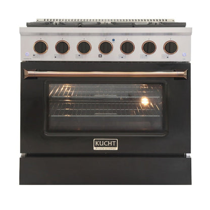 Kucht 36" 5.2 cu. ft. 6 Burner Propane Gas Dual Fuel Range in Titanium Stainless Steel with Digital Thermostat - KXD36/LP