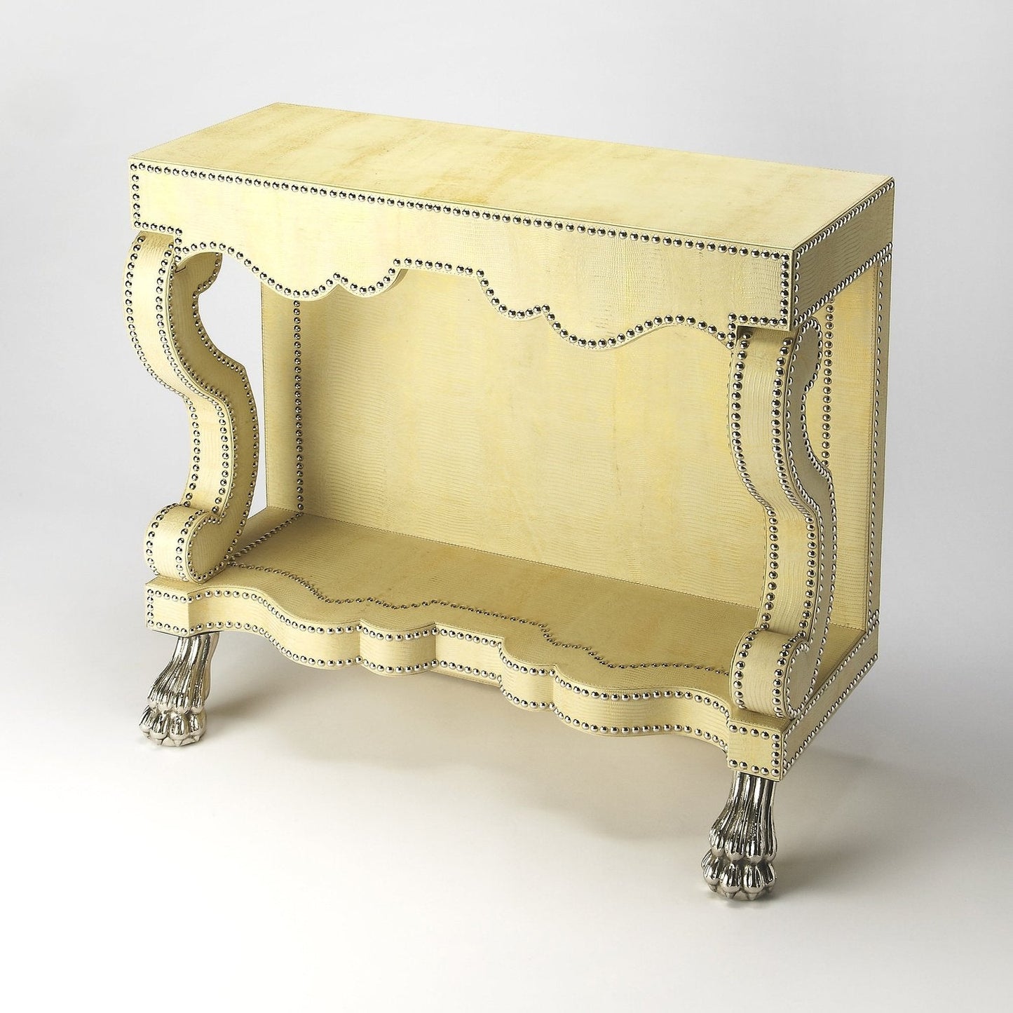 Butler Specialty Company Bonino Cosmopolitan Leather Console Table, Cream, Yellow 6156350