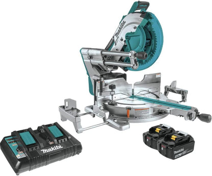 MakitaT 18V x2 LXT Lithium-Ion  Brushless Cordless 12" Dual-Bevel Sliding Compound Miter Saw with Laser Kit (5.0Ah) 12" Miter Saw Kit - XSL07PT