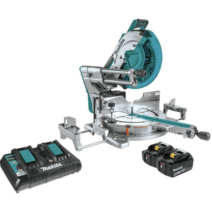 MakitaT 18V x2 LXT Lithium-Ion  Brushless Cordless 12" Dual-Bevel Sliding Compound Miter Saw with Laser Kit (5.0Ah) 12" Miter Saw Kit - XSL07PT