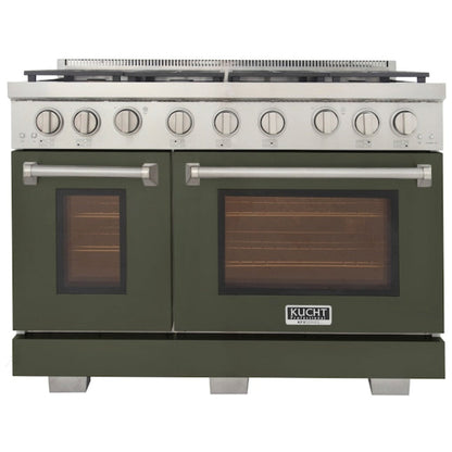 Kucht Professional 48" 6.7 cu. ft. Propane Gas Range in Olive Green with True Simmer Burners, KFX4800X/LP-G - KFX4800X/LP-G