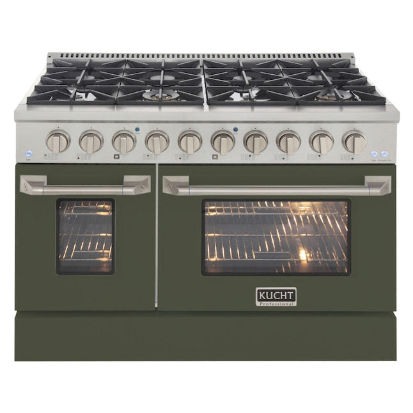 Kucht 48" Pro-Style Propane Gas Dual Fuel Range with 4 Burners in Olive Green, KDF482/LP-OG - KDF482/LP-OG