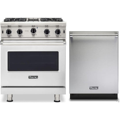 Klein Tools-Piece Package 30 Inch Freestanding Professional Gas Range and 24 Inch Fully Integrated Dishwasher - VGIC53024BSS