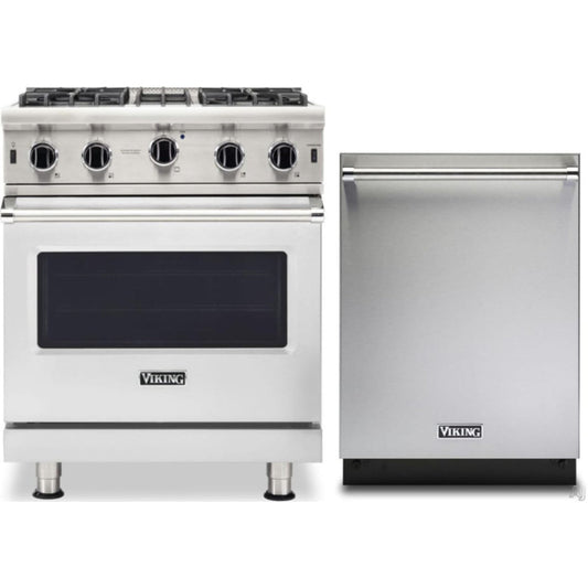 Klein Tools-Piece Package 30 Inch Freestanding Professional Gas Range and 24 Inch Fully Integrated Dishwasher - VGIC53024BSS