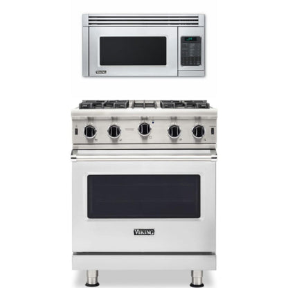 Klein Tools 2-Piece Package 30 Inch Freestanding Professional Gas Range and 30 Inch Convection Microwave Hood - VGIC53024BSS