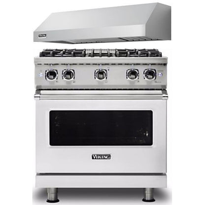 Viking 2-Piece Package 30 Inch Freestanding Professional Gas Range and 30 Inch Pro-Style Wall Mount Range Hood - VGR5304BSS