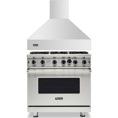 Viking 2-Piece Package 36 Inch Freestanding Professional Gas Range and 36 Inch Wall Mount Range Hood - VGIC53626BSS