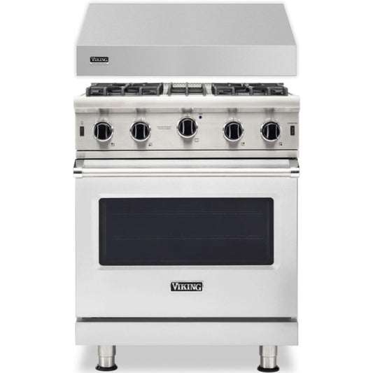 Klein Tools -Piece Package 30 Inch Freestanding Professional Gas Range and 30 Inch Wall Mount Range Hood - VGIC53024BSS