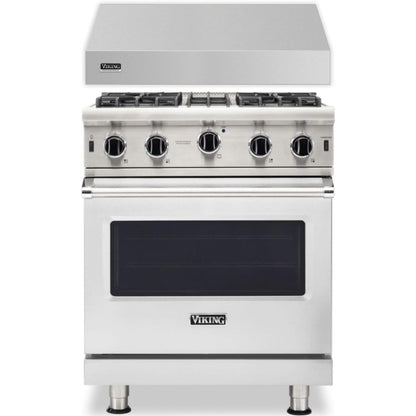 Klein Tools -Piece Package 30 Inch Freestanding Professional Gas Range and 30 Inch Wall Mount Range Hood - VGIC53024BSS