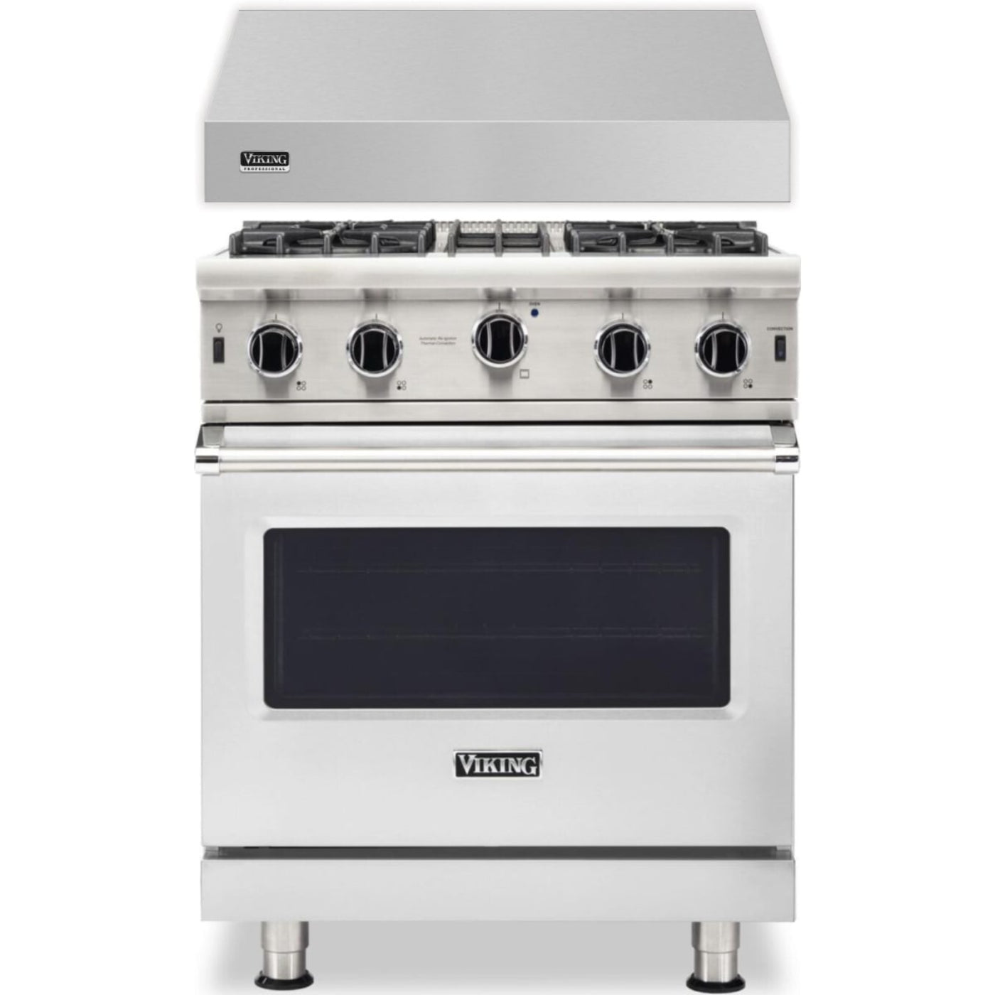 Klein Tools -Piece Package 30 Inch Freestanding Professional Gas Range and 30 Inch Wall Mount Range Hood - VGIC53024BSS