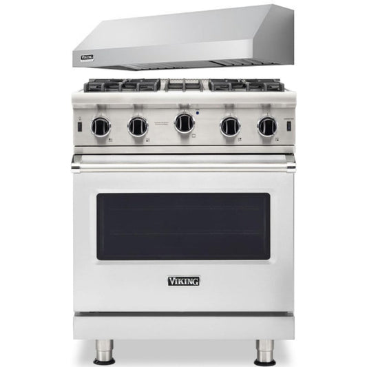 Klein Tools -Piece Package 30 Inch Freestanding Professional Gas Range and 30 Inch Pro-Style Wall Mount Range Hood - VGIC53024BSS