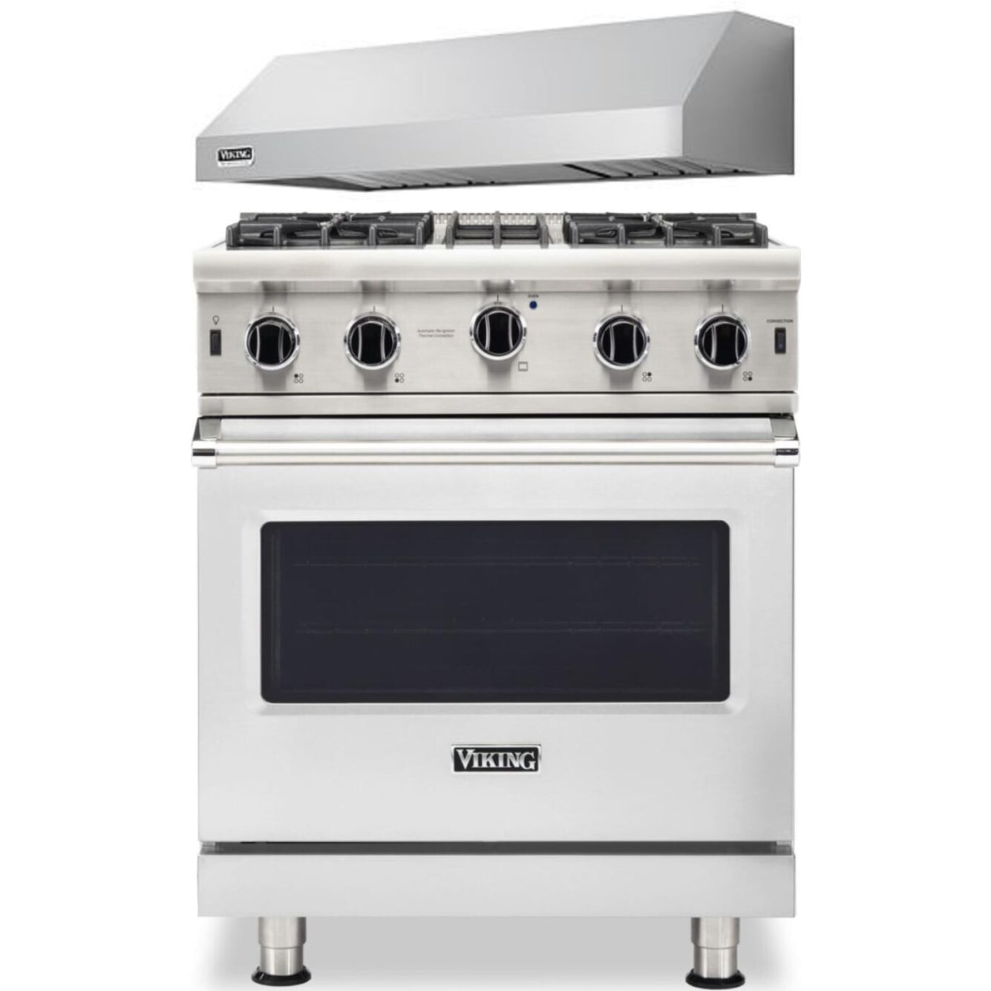 Klein Tools -Piece Package 30 Inch Freestanding Professional Gas Range and 30 Inch Pro-Style Wall Mount Range Hood - VGIC53024BSS
