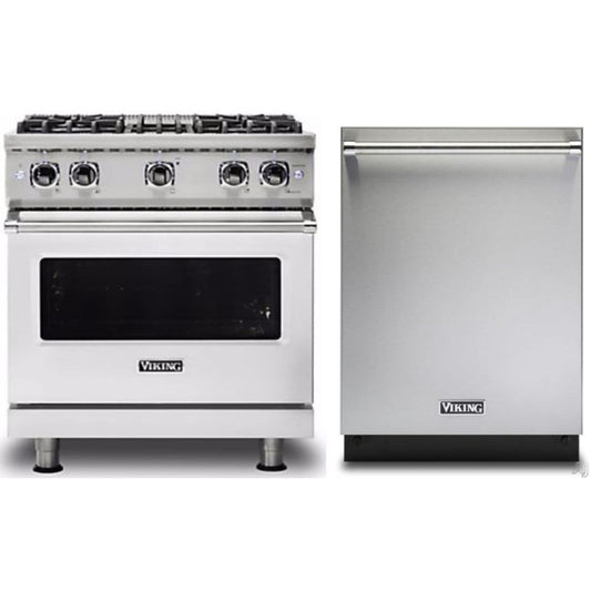 Klein Tools -Piece Package 30 Inch Freestanding Professional Gas Range and 24 Inch Fully Integrated Dishwasher - VGR5304BSS