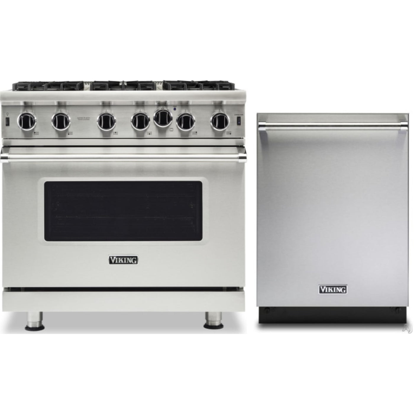 Klein Tools -Piece Package 36 Inch Freestanding Professional Gas Range and 24 Inch Fully Integrated Dishwasher - VGIC53626BSS