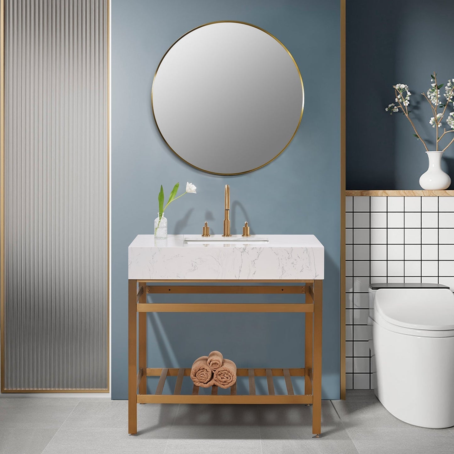 Altair Designs 36" single vanity with top - 68036-AWAP-MB-NM