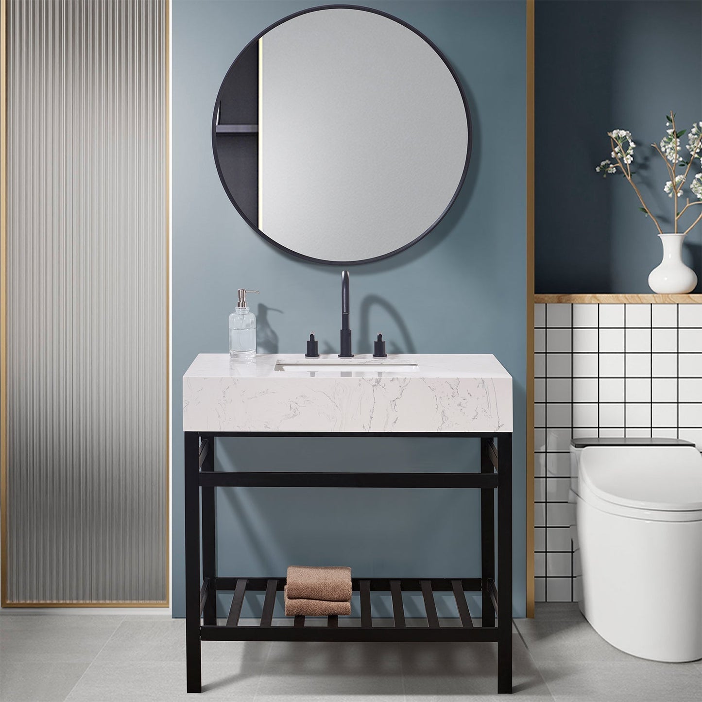 Altair Designs 36" single vanity with top - 68036-AWAP-MB-NM