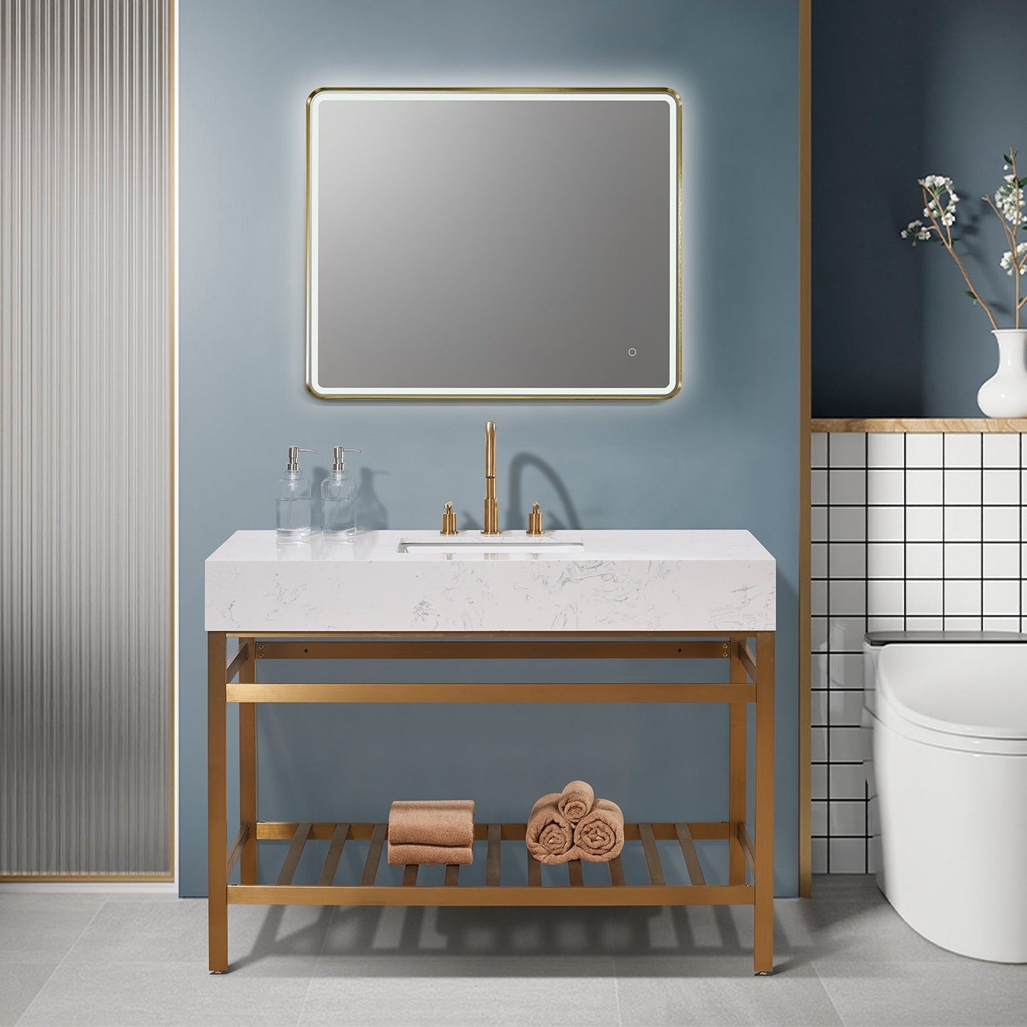 Altair Designs 48" single vanity with top - 68048-AWAP-MB-NM