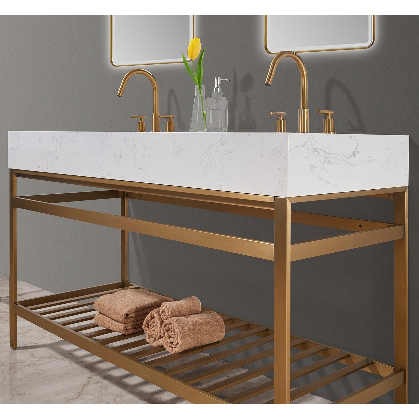 Altair Designs 60" double vanity with top - 68060-AWAP-MB-NM