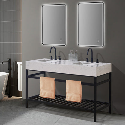 Altair Designs 60" double vanity with top - 68060-AWAP-MB-NM