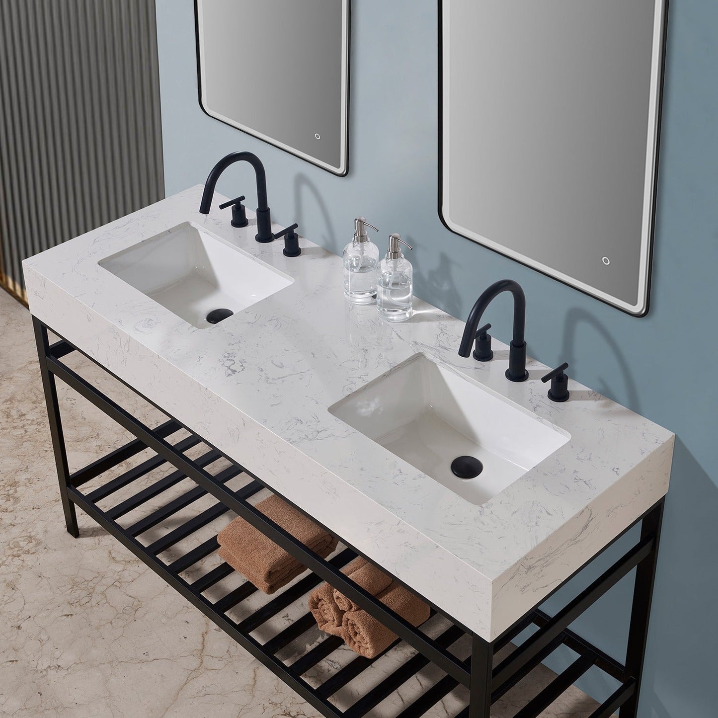 Altair Designs 60" double vanity with top - 68060-AWAP-MB-NM