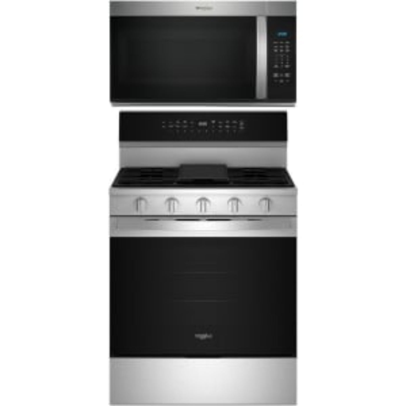 Whirlpool 2-Piece Package 30 Inch Slide-In Gas Smart Range and 1.7 cu. ft. Over-the-Range Microwave Oven - WSGS7530RZ