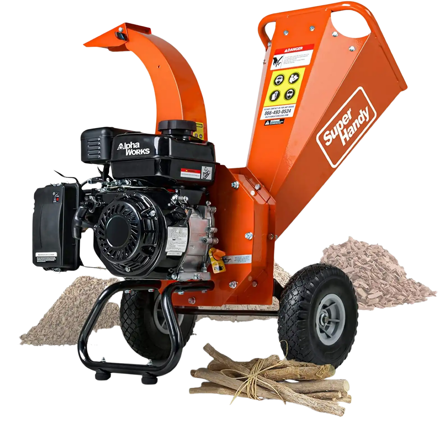 Super Handy GCAO006 Mini Wood Chipper Shredder Mulcher 3" Max Capacity with 7HP 212cc Engine New Canada Only - GCAO006