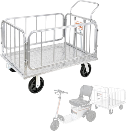 Super Handy GUO099 Cargo Trailer Utility Cart 1200 lbs Capacity with Hitch 8" Casters Compatible with Electric Tugger New - GUO099