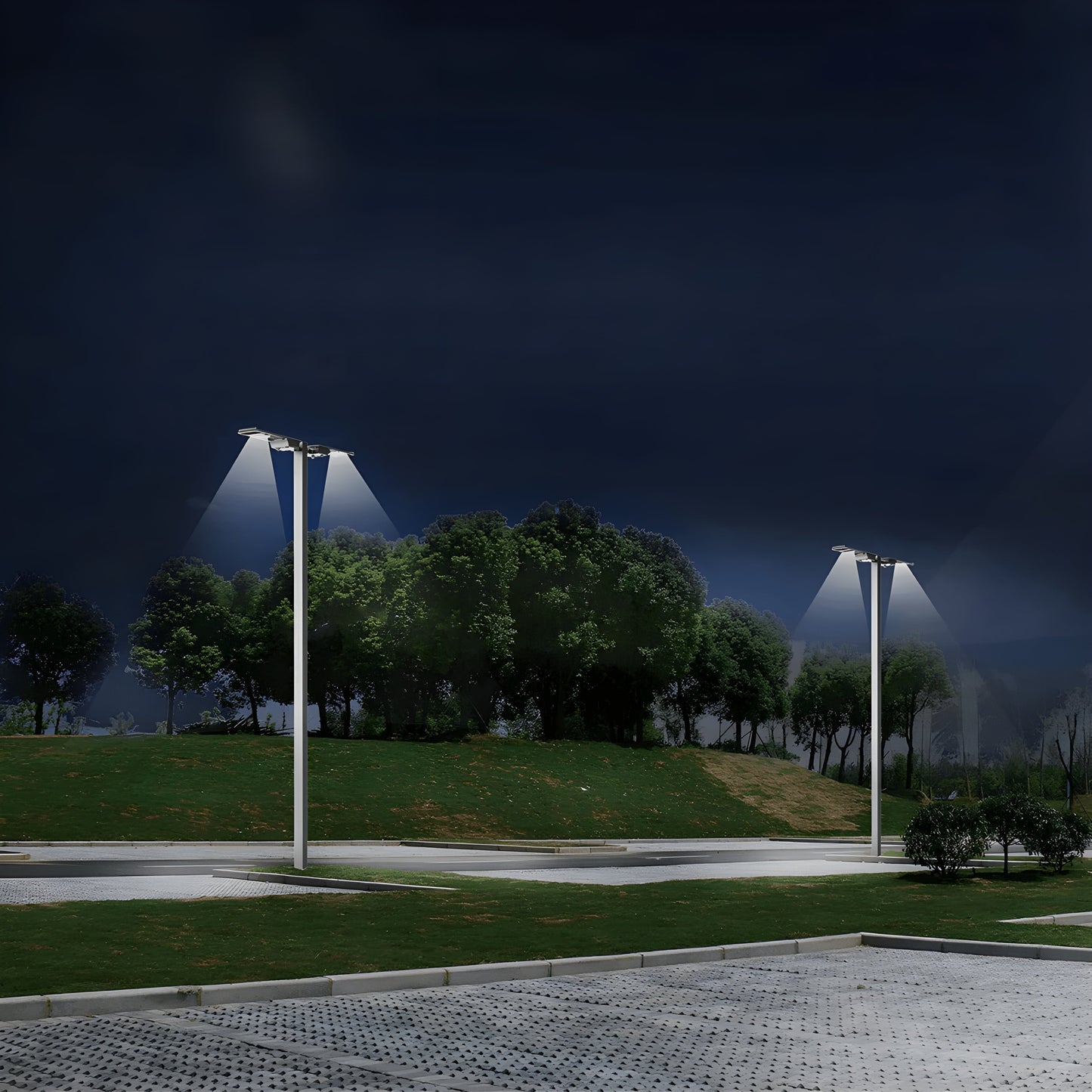 AVS Energy Solar LED Street Light 50 Watt 10091 Lumens 5000K Smart Street Light Parking Lot Light Solar All in One Street Light  - AVS Energy