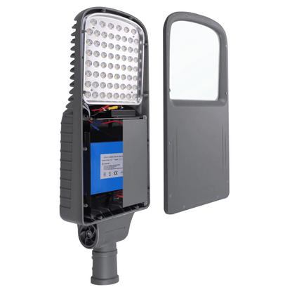 Solar LED Street Light 50 Watt 6200 Lumens 5000K | Smart Street Light Built In Bluetooth | All in One SE Street Light - AVS-CYS-50W