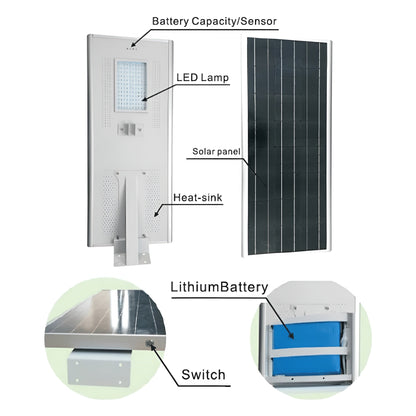 AVS Energy Solar LED Street Light 50 Watt 5500 Lumens 5000K Parking Lot Light Solar All in One Street Light - AVS-AI1-50W